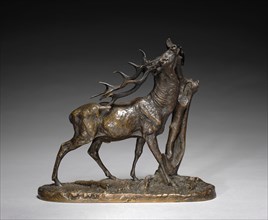 Stag, c. 1825 - 1879. Pierre Jules Mène (French, 1810-1879). Bronze; overall: 22.3 x 9 cm (8 3/4 x