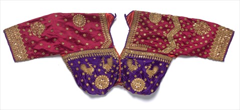 Bodice or Coli, late 1800s. India, late 19th century. Embroidered satin with gold thread and