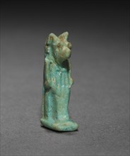 Amulet of Anubis, 305-30 BC. Egypt, Ptolemaic Dynasty. Light robin's egg blue faience; overall: 1.4