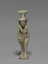 Amulet of Nephthys, 380-30 BC. Egypt, Dynasty 30 to Ptolemaic Dynasty. Gray green faience; overall: