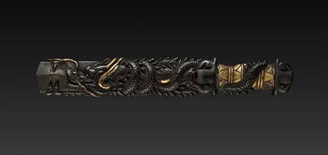 Kozuka Handle, 1800s. Japan, 19th century. Iron and gold; overall: 9 cm (3 9/16 in.).
