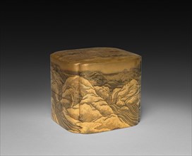 Covered Box, late 1800s. Japan, Meiji Period (1868-1912). Wood with lacquer and gold; overall: 10.2