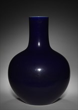 Blue Bottle Vase, 1736-1795. China, Qing dynasty (1644-1911), Qianlong mark and reign (1735-1795).