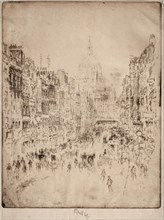 Fleet Street, Up to St. Paul's, 1896. Joseph Pennell (American, 1857-1926). Etching