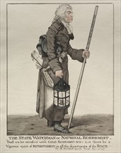 The State Watchman. Robert Dighton (British, 1752-1814). Etching with watercolor added by hand