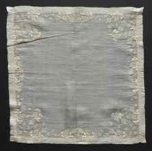 Handkerchief, 1800s. Austria, 19th century. Embroidery: linen; overall: 29.8 x 29.8 cm (11 3/4 x 11