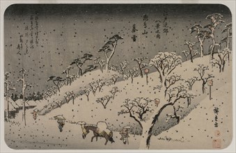 Evening Snow at Asuka Hill, from the series Eight Views of the Environs of Edo, c. 1837-38. Utagawa