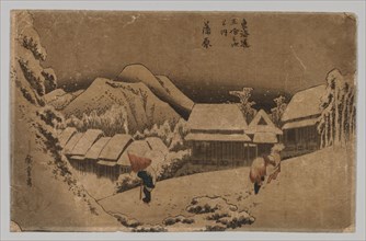 Kambara: Evening Snow, 1797-1858. After Ando Hiroshige (Japanese, 1797-1858). Color woodblock