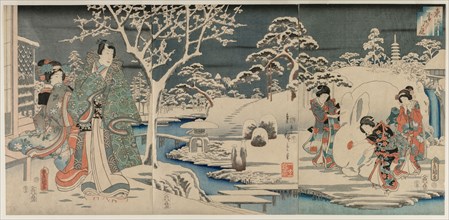 The Snowy Garden, 1854. Utagawa Hiroshige (Japanese, 1797-1858), Utagawa Kunisada (Japanese,