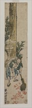 Shrine Attendant Raking Maple Leaves, c. 1830 or early 1830s. Katsushika Hokusai (Japanese,