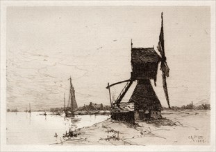 Windmill along the Coast, 1884. Charles Adams Platt (American, 1861-1933). Etching