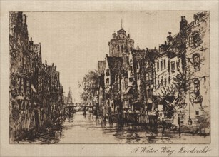 A Waterway, Dordrecht, 1885. Charles A. Vanderhoof (American, 1928). Etching