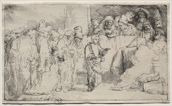 Christ Disputing with the Doctors: A Sketch, 1652. Rembrandt van Rijn (Dutch, 1606-1669). Etching