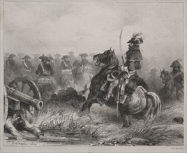 originally published in L'Artiste: Cavalry Scene, 1836. Joseph-Louis-Hippolyte Bellangé (French,