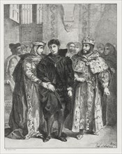 Hamlet:  The Queen Endeavors to Console Hamlet, 1834. Eugène Delacroix (French, 1798-1863).