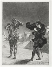 Hamlet:  The Phantom on the Terrace, 1843. Eugène Delacroix (French, 1798-1863). Lithograph
