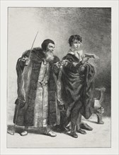 Hamlet:  Polonius and Hamlet, 1834. Eugène Delacroix (French, 1798-1863). Lithograph