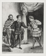 Hamlet:  Hamlet and Guildenstern, 1834. Eugène Delacroix (French, 1798-1863). Lithograph