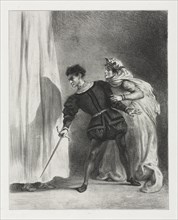 Hamlet:  The Murder of Polonius, 1834. Eugène Delacroix (French, 1798-1863). Lithograph