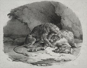 Horse Devoured by a Lion, 1823. Théodore Géricault (French, 1791-1824). Lithograph