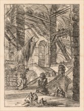 The Prisons:  A Vast Interior with Trophies, 1745-1750. Giovanni Battista Piranesi (Italian,