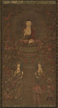 Amida Triad, 1500s. Japan, Muromachi period (1392-1573). Hanging scroll mounted as a panel, colors