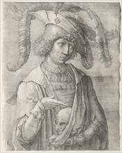 Portrait of a Young Man with a Skull, c. 1519. Lucas van Leyden (Dutch, 1494-1533). Engraving;