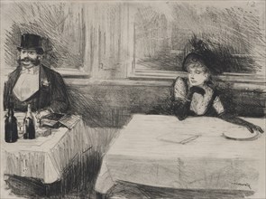 At the Restaurant. Jean Louis Forain (French, 1852-1931). Lithograph