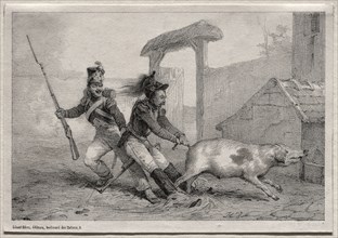 Marauders, Hold Fast. Horace Vernet (French, 1789-1863). Lithograph