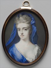 Portrait of a Woman in Blue, c. 1700. Peter Cross (British, c. 1645-1724). Watercolor on vellum in