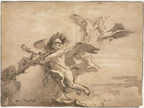 Cupid Blindfolded and Two Doves, 1757 or after. Giovanni Domenico Tiepolo (Italian, 1727-1804). Pen