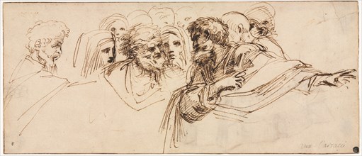 Study of Heads (recto), 2nd half 1500s. Agostino Carracci (Italian, 1557-1602). Pen and brown ink;