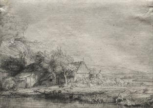 Landscape with a Cow, c. 1650. Rembrandt van Rijn (Dutch, 1606-1669). Etching and drypoint; sheet: