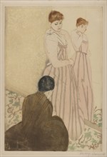 The Fitting, 1890-1891. Mary Cassatt (American, 1844-1926). Drypoint and aquatint; sheet: 42.7 x 31