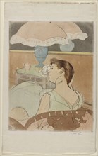 The Lamp, 1890-1891. Mary Cassatt (American, 1844-1926). Drypoint, softground etching, and