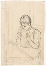 The Letter (recto); The Letter (verso), 1891. Mary Cassatt (American, 1844-1926). Black crayon and