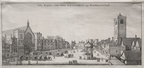 View of London:  New Palace Yard with Westminster Hall, and the Clock House, 1647. Wenceslaus