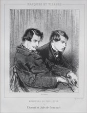 Edmond and Jules de Goncourt, 1853. Paul Gavarni (French, 1804-1866). Lithograph