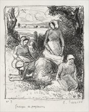 Group of Peasants, c. 1896. Camille Pissarro (French, 1830-1903). Lithograph