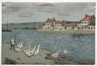 The River Bank or Geese, 1897. Alfred Sisley (French, 1840-1899). Lithograph