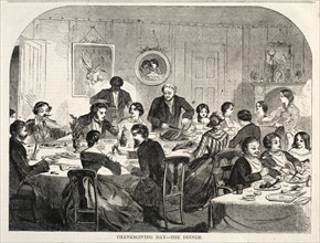 Thanksgiving Day - The Dinner, 1858. Winslow Homer (American, 1836-1910). Wood engraving