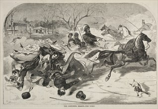 The Sleighing Season - The Upset, 1860. Winslow Homer (American, 1836-1910). Wood engraving