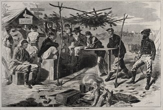 Thanksgiving in Camp, 1862. Winslow Homer (American, 1836-1910). Wood engraving
