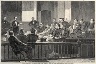 Jurors Listening to Counsel, Supreme Court, New City Hall, New York, 1869, Winslow Homer, American,