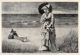 On the Beach - Two are Company, Three are None, 1872. Winslow Homer (American, 1836-1910). Wood