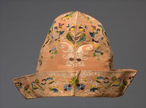 Man's Cap, 1700s. France, 18th century. Brocade, silk; overall: 24.2 x 35.6 x 58.4 cm (9 1/2 x 14 x