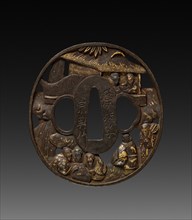 Sword Guard (Tsuba), c 1800s. Japan, 19th century. Bronze or steel; gilt details; overall: 0.6 x 7