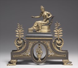 Andiron, c. 1790-1800. France, 18th century. Bronze and gilded bronze; overall: 39.1 x 43.9 x 11.5