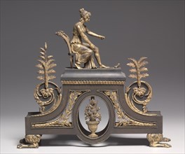 Andiron Pair , c. 1790-1800. France, 18th century. Bronze and gilded bronze