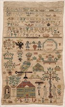 Sampler Fragment, 1817. Netherlands, early 19th century. Embroidery; silk on linen; overall: 43.5 x